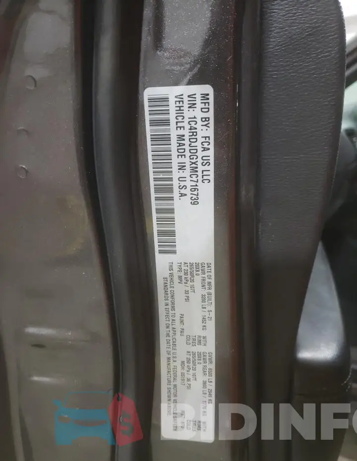 1C4RDJDGXMC716739 Photo# 13