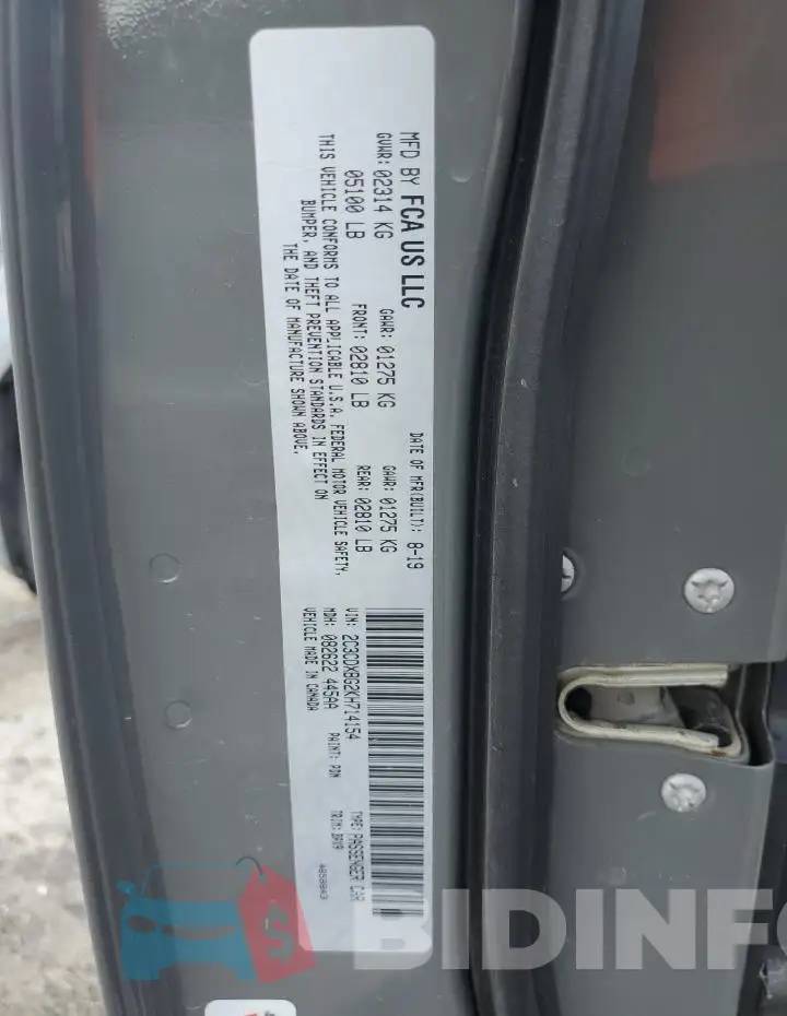 2C3CDXBG2KH714154 Photo# 13