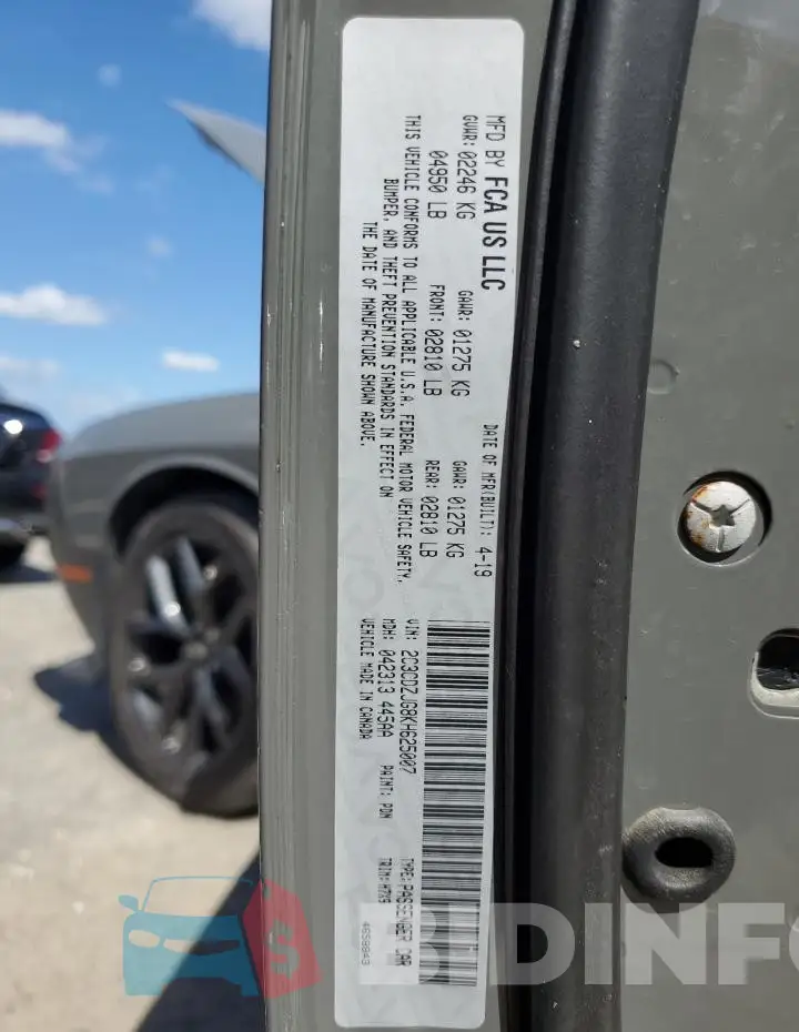 2C3CDZJG8KH625007 Photo# 12