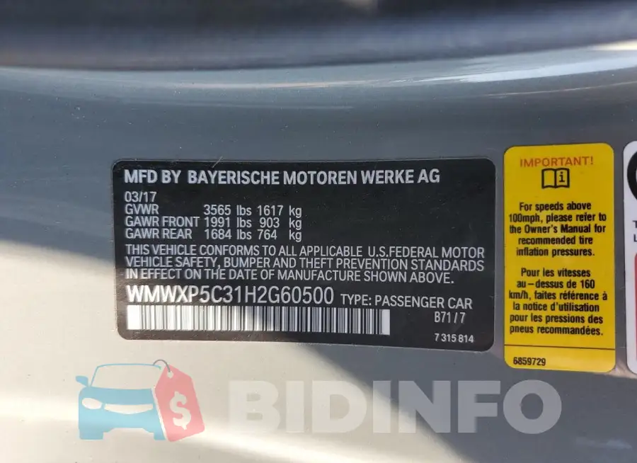 WMWXP5C31H2G60500 Photo# 12