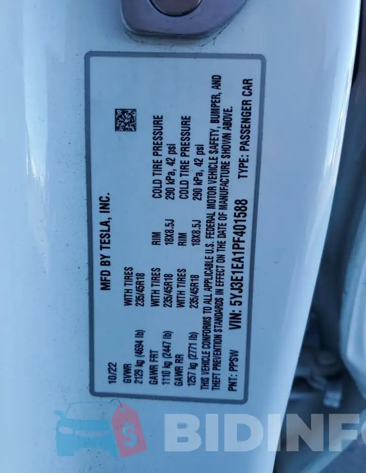 5YJ3E1EA1PF401588 Photo# 12