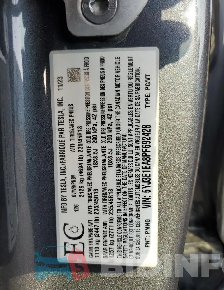 5YJ3E1EA8PF692428 Photo# 12