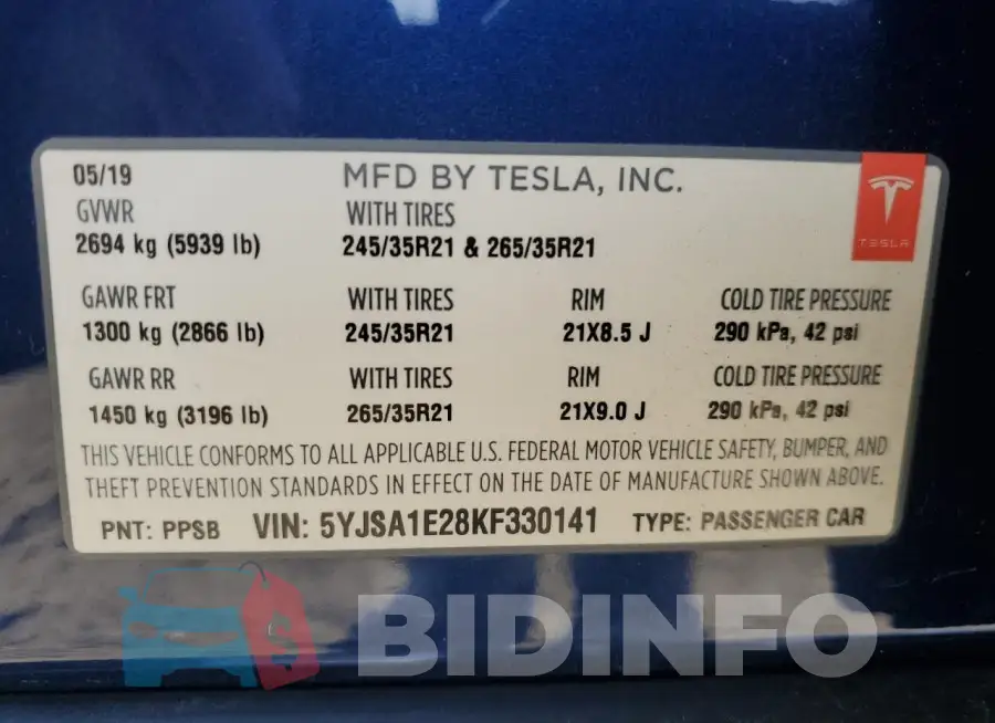 5YJSA1E28KF330141 Photo# 12