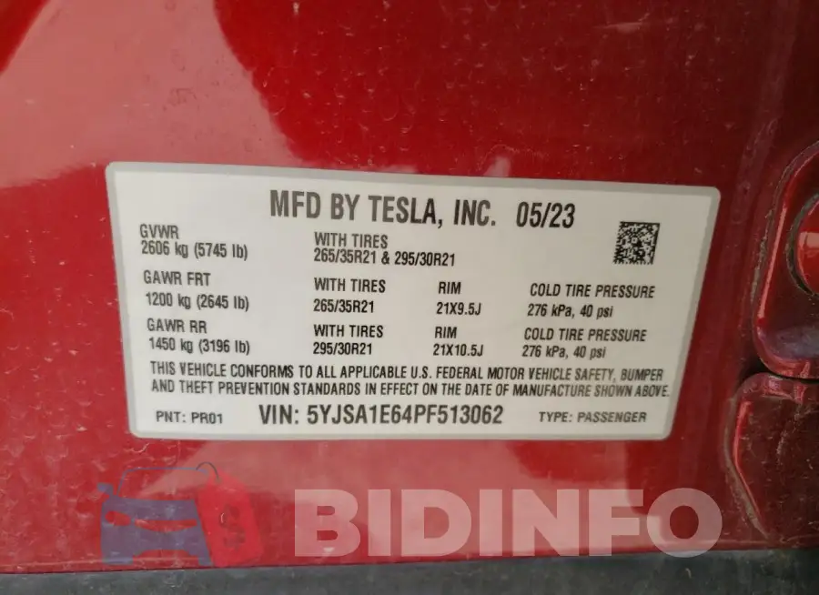 5YJSA1E64PF513062 Photo# 13
