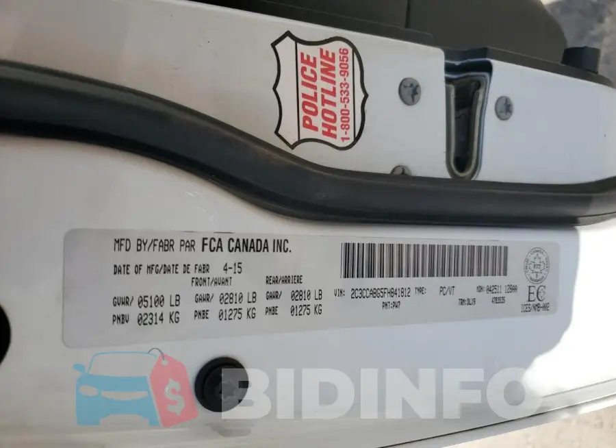 2C3CCABG5FH841812 Photo# 12
