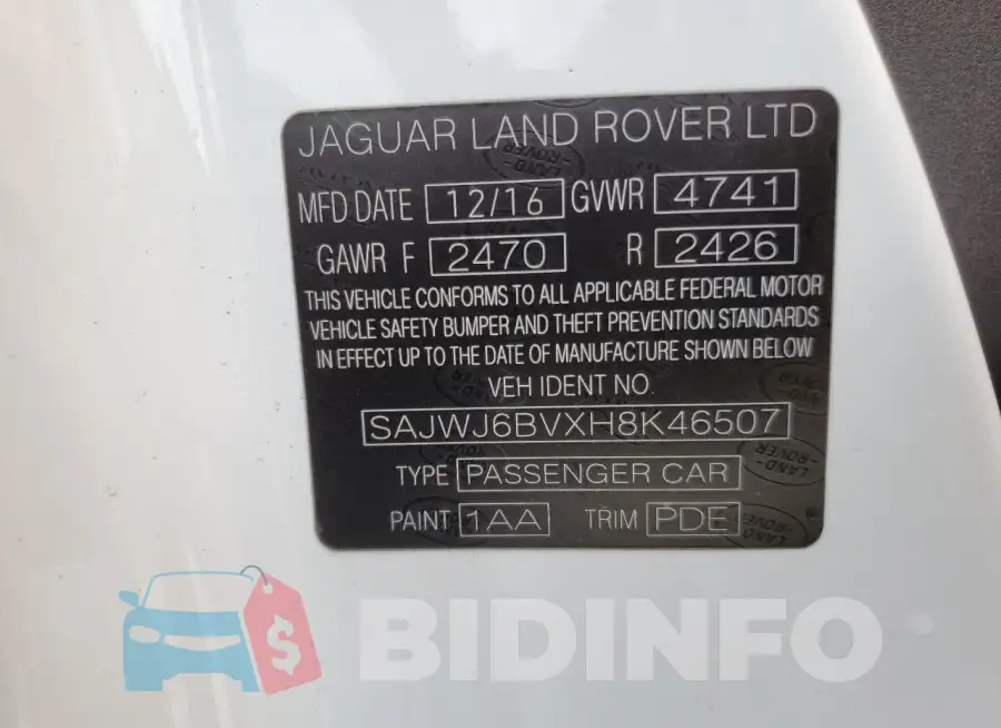 SAJWJ6BVXH8K46507 Photo# 13