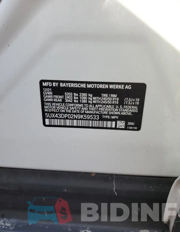 5UX43DP02N9K59533 Photo# 13