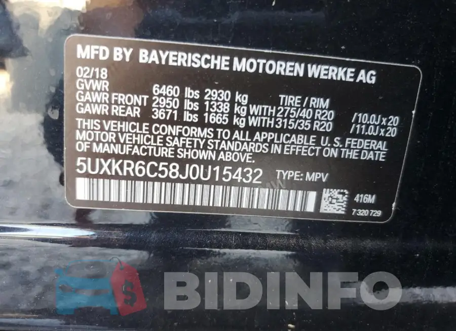 5UXKR6C58J0U15432 Photo# 13