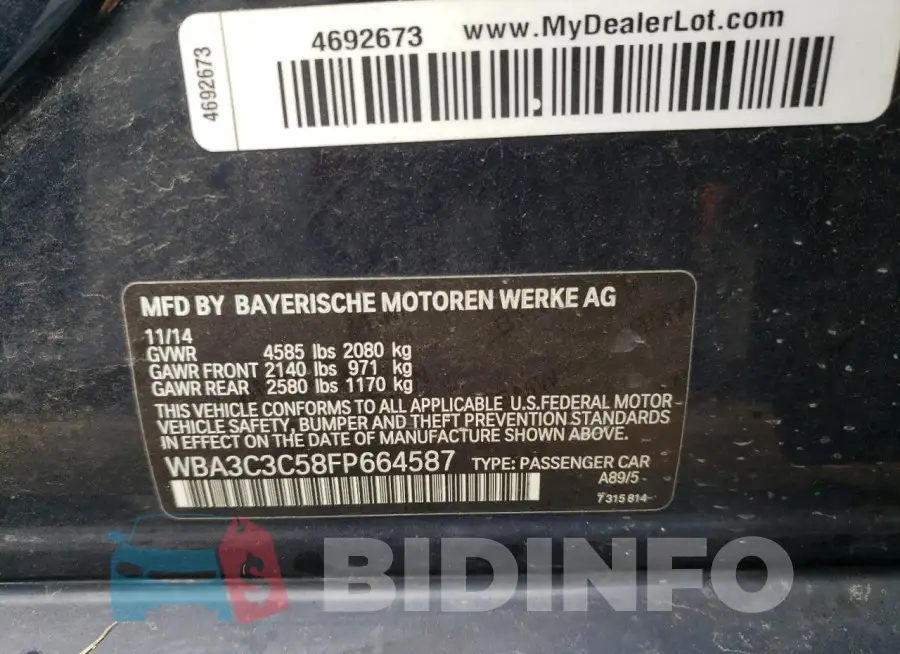WBA3C3C58FP664587 Photo# 13