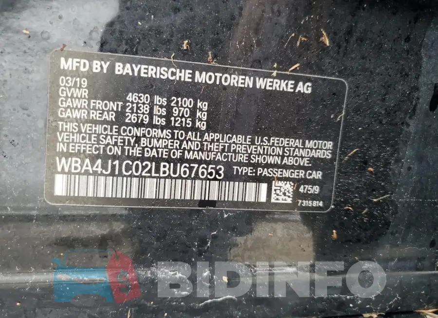 WBA4J1C02LBU67653 Photo# 12