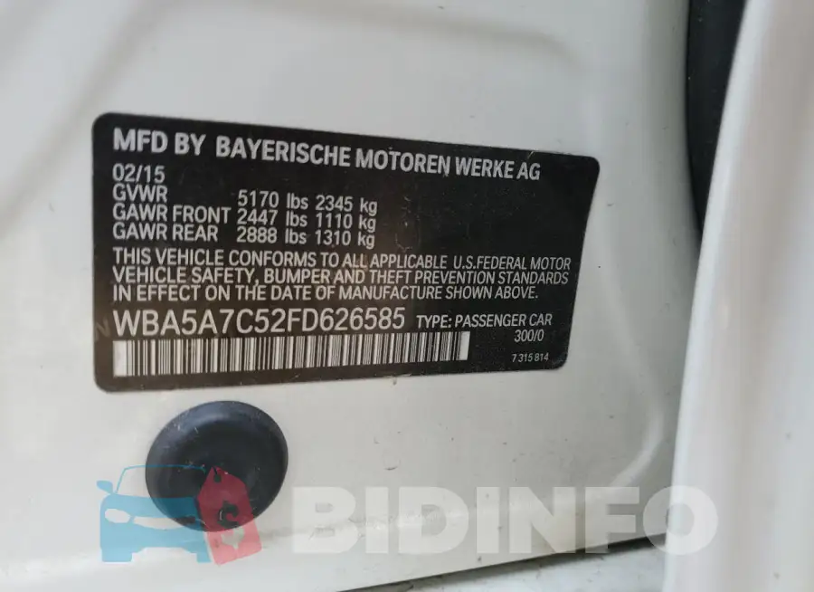 WBA5A7C52FD626585 Photo# 12