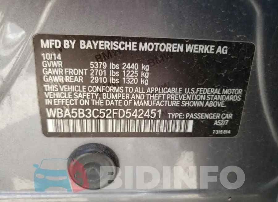 WBA5B3C52FD542451 Photo# 12