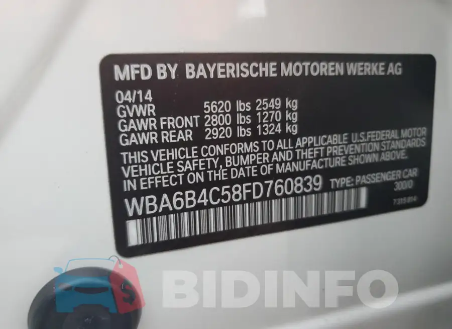 WBA6B4C58FD760839 Photo# 13