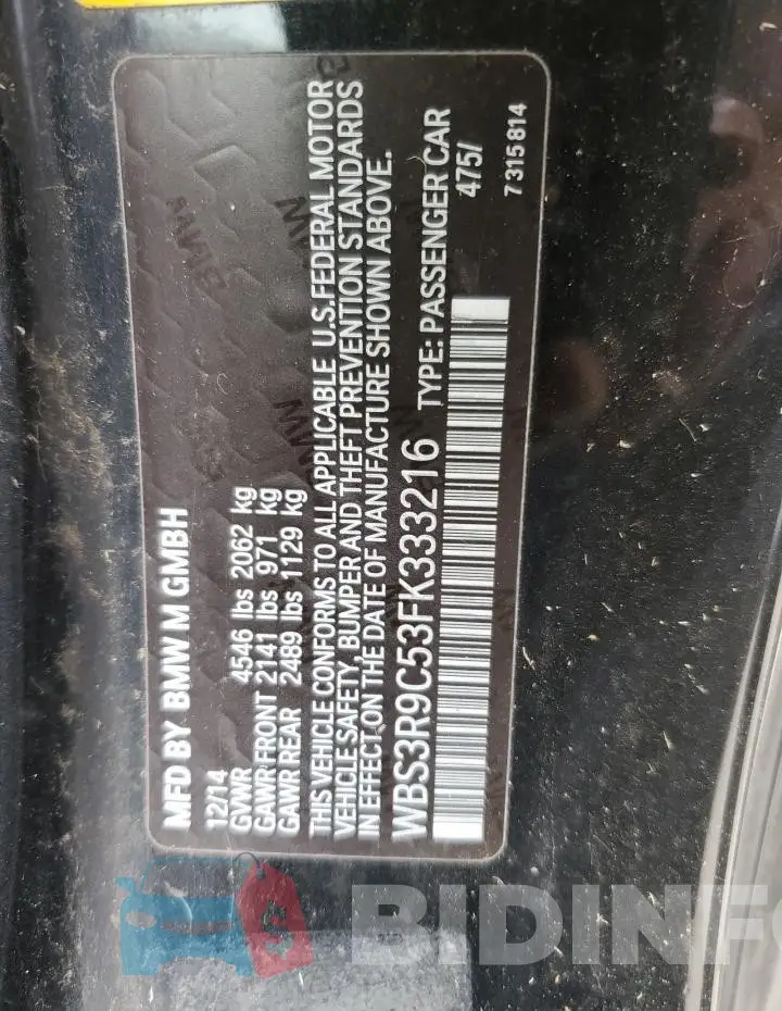 WBS3R9C53FK333216 Photo# 12