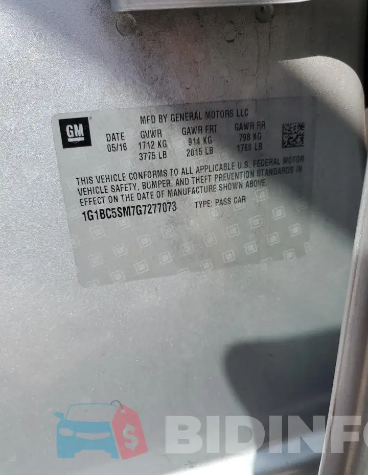 1G1BC5SM7G7277073 Photo# 12