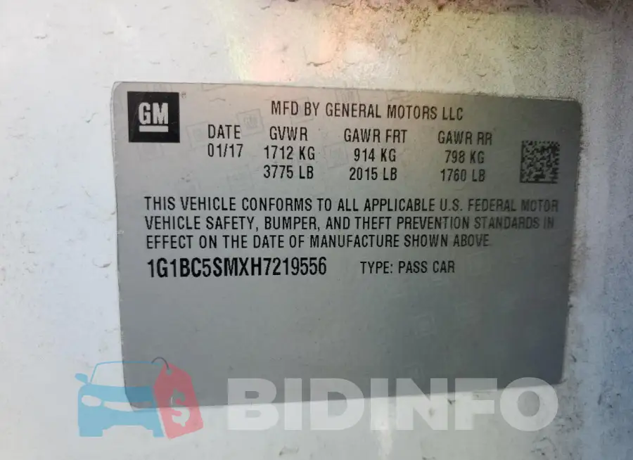 1G1BC5SMXH7219556 Photo# 12