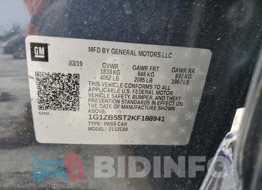 1G1ZB5ST2KF188941 Photo# 13