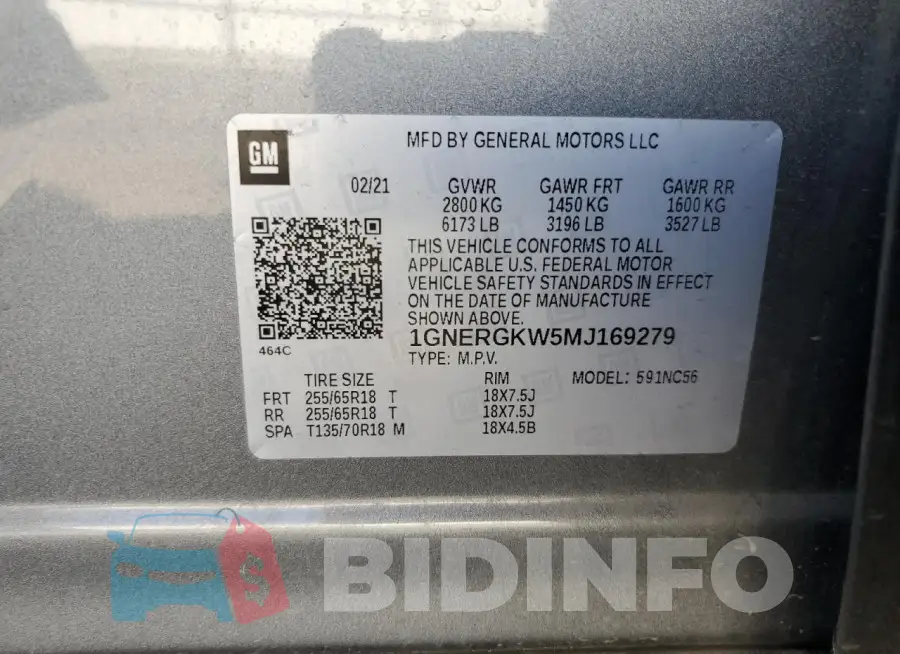 1GNERGKW5MJ169279 Photo# 13