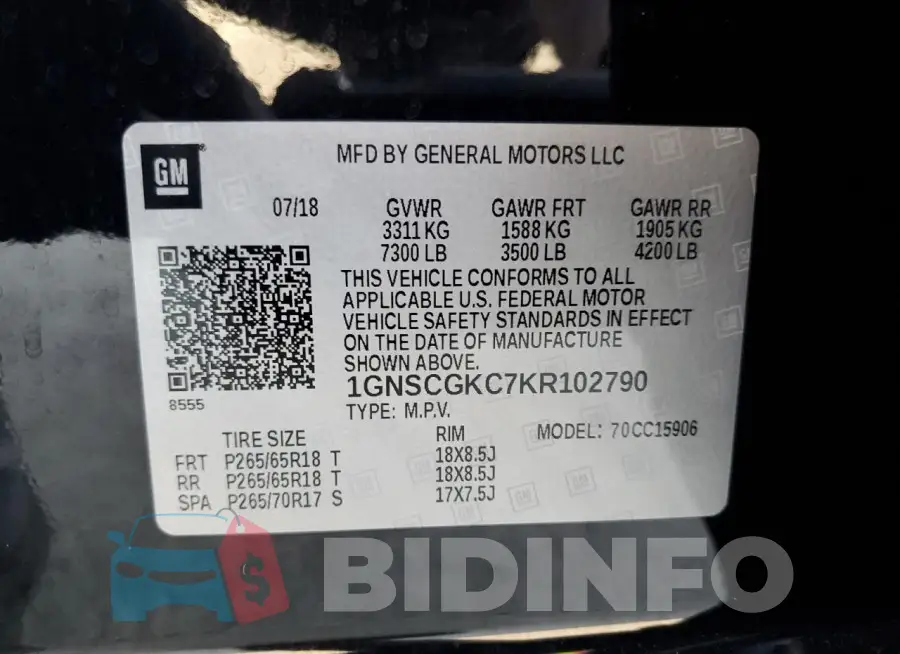 1GNSCGKC7KR102790 Photo# 13