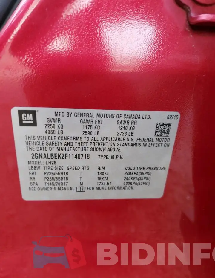 2GNALBEK2F1140718 Photo# 13