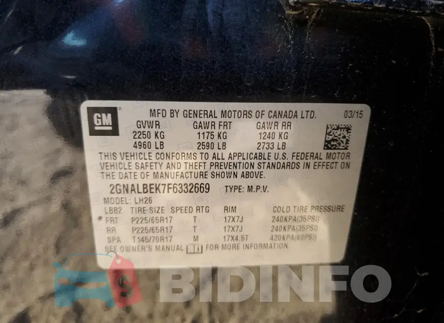 2GNALBEK7F6332669 Photo# 13