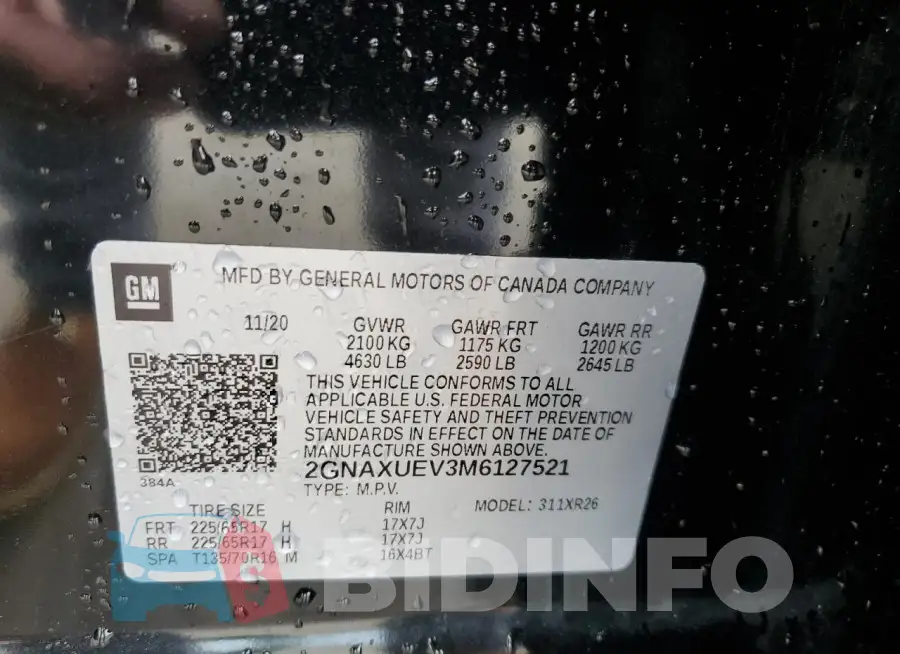 2GNAXUEV3M6127521 Photo# 13