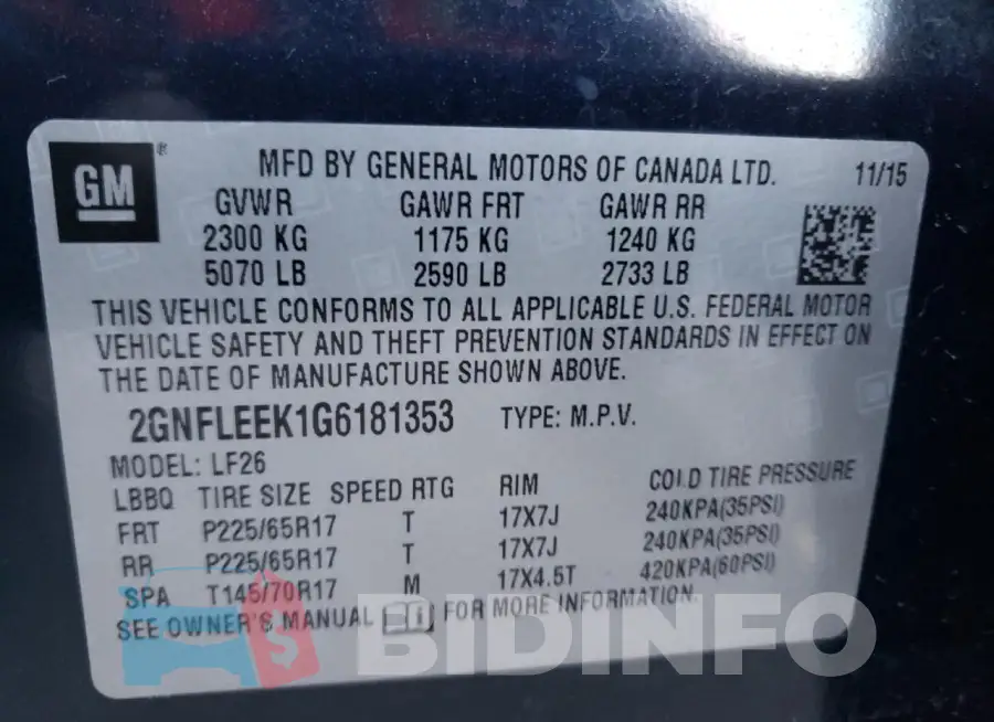 2GNFLEEK1G6181353 Photo# 13