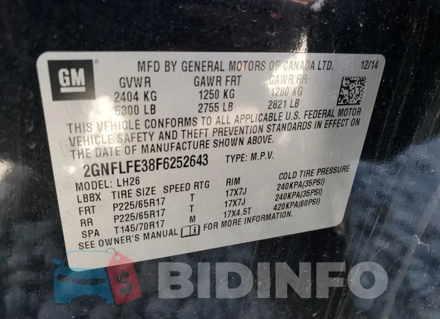 2GNFLFE38F6252643 Photo# 12