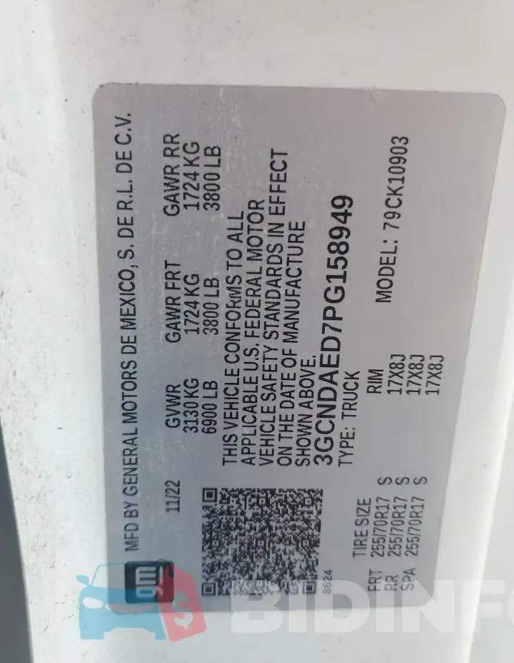 3GCNDAED7PG158949 Photo# 13