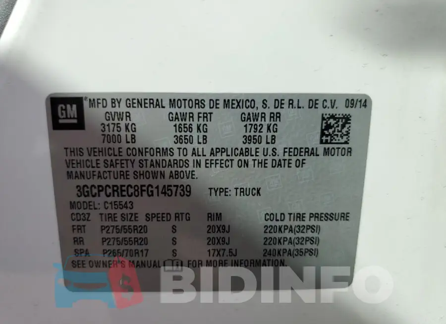 3GCPCREC8FG145739 Photo# 12