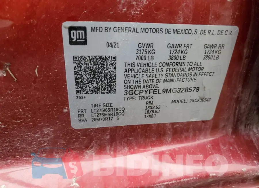 3GCPYFEL9MG328578 Photo# 12