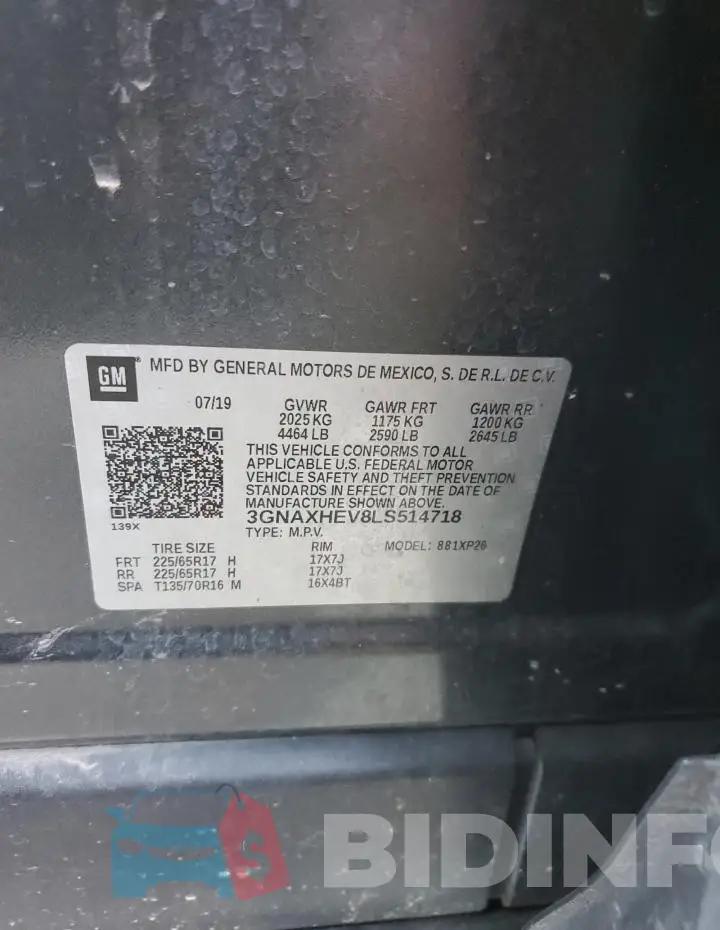 3GNAXHEV8LS514718 Photo# 13