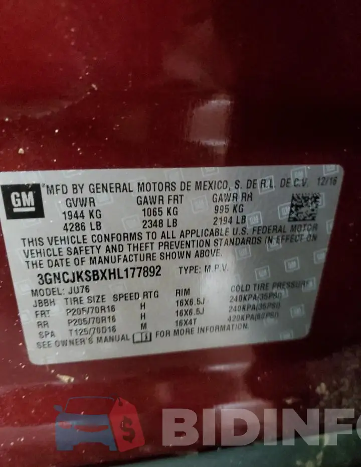 3GNCJKSBXHL177892 Photo# 13