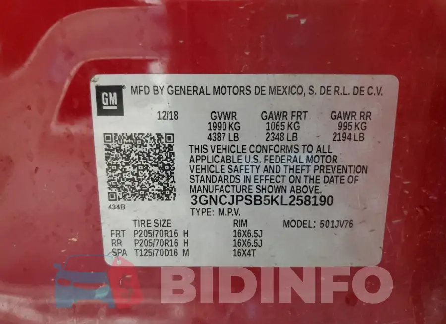 3GNCJPSB5KL258190 Photo# 14