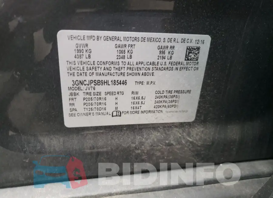 3GNCJPSB9HL185446 Photo# 12