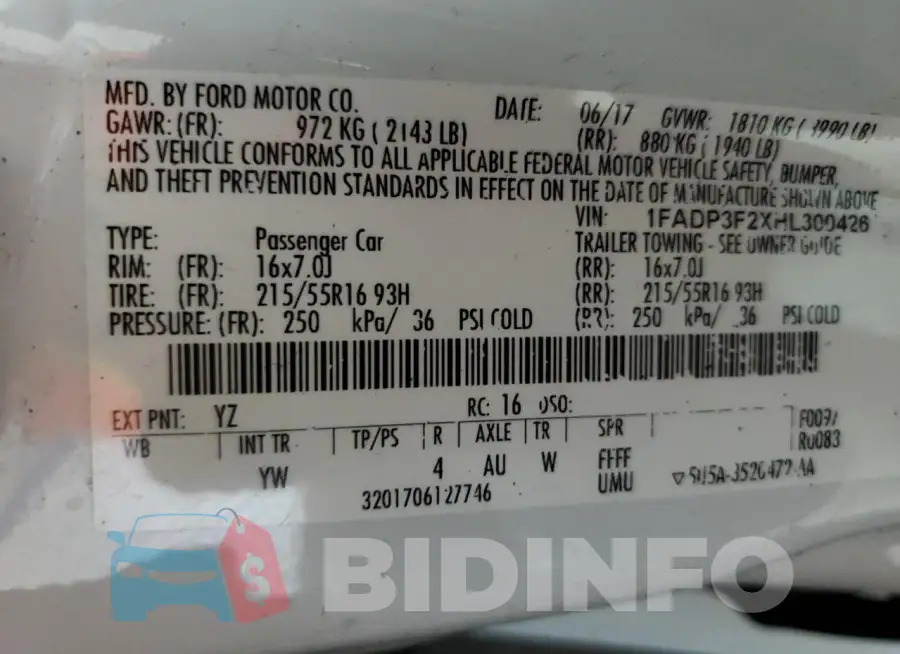 1FADP3F2XHL300426 Photo# 13