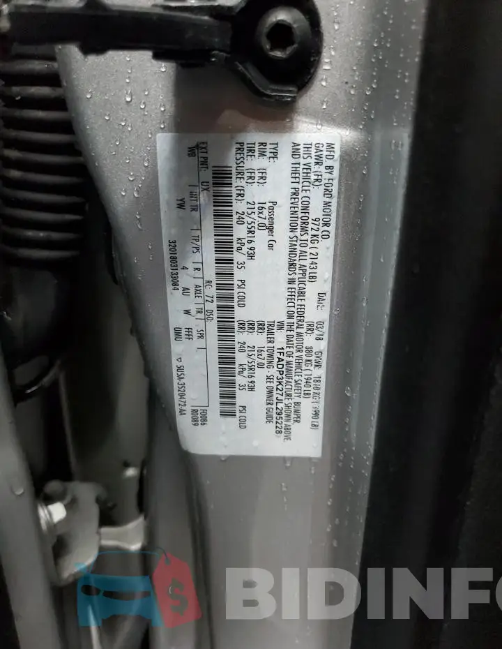 1FADP3K27JL295228 Photo# 13