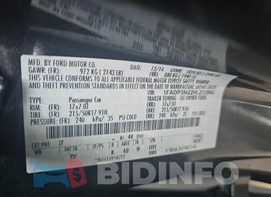 1FADP3M22HL213560 Photo# 10