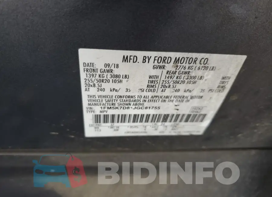 1FM5K7D81JGC81755 Photo# 14