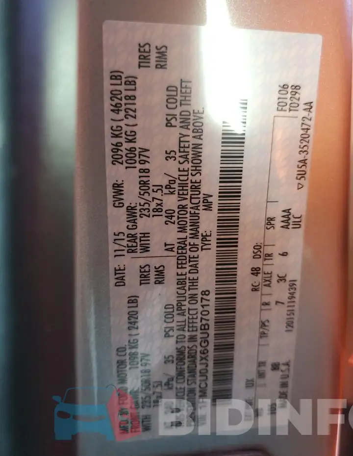 1FMCU0JX6GUB70178 Photo# 13