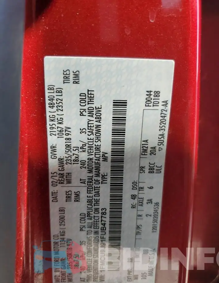 1FMCU9J91FUB47783 Photo# 13
