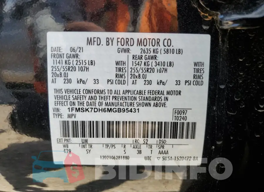 1FMSK7DH6MGB95431 Photo# 13
