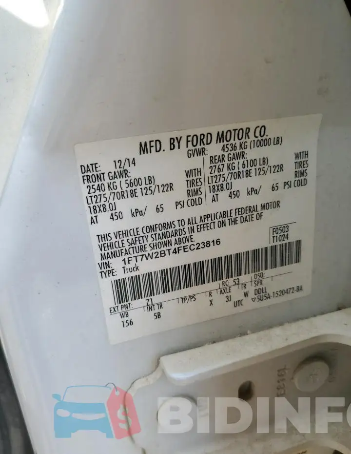 1FT7W2BT4FEC23816 Photo# 12