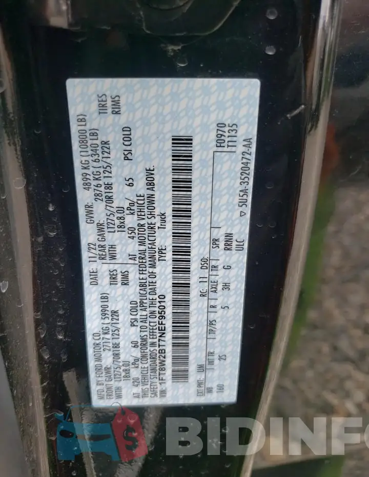 1FT8W2BT7NEF95010 Photo# 13