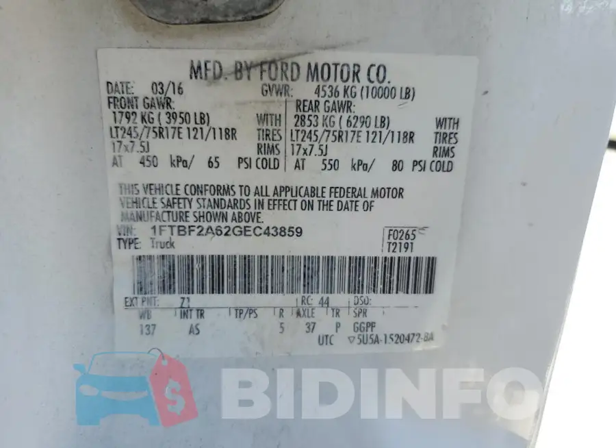 1FTBF2A62GEC43859 Photo# 13