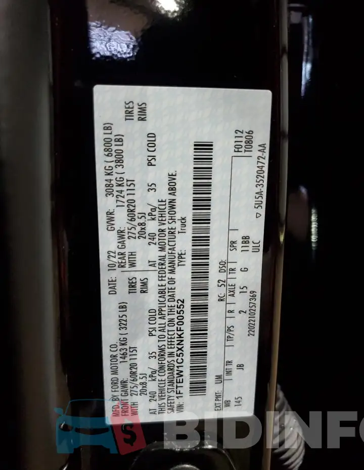 1FTEW1C5XNKF00552 Photo# 13