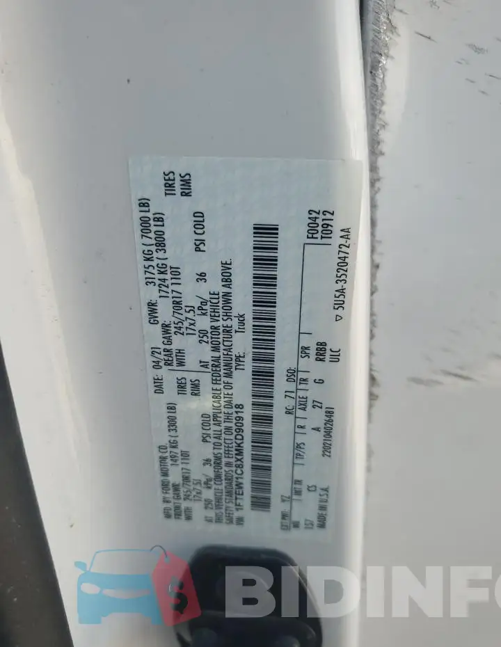 1FTEW1C8XMKD90918 Photo# 12