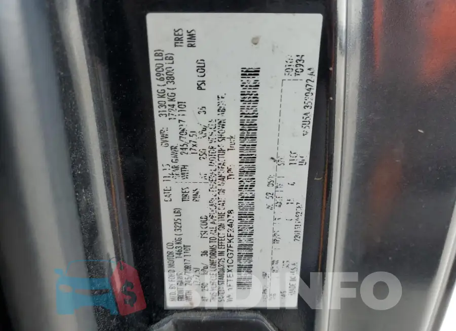 1FTEX1CG7FKF24078 Photo# 12