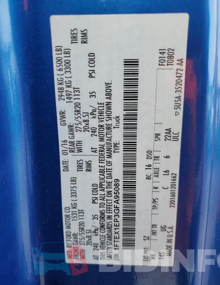 1FTEX1EP3GFA95089 Photo# 13