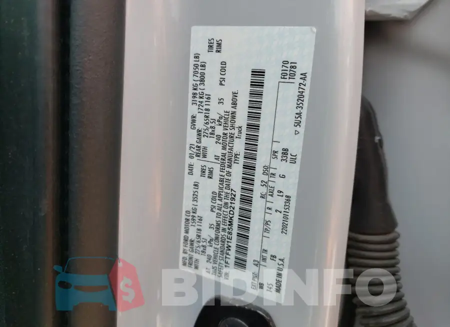 1FTFW1E85MKD21927 Photo# 12